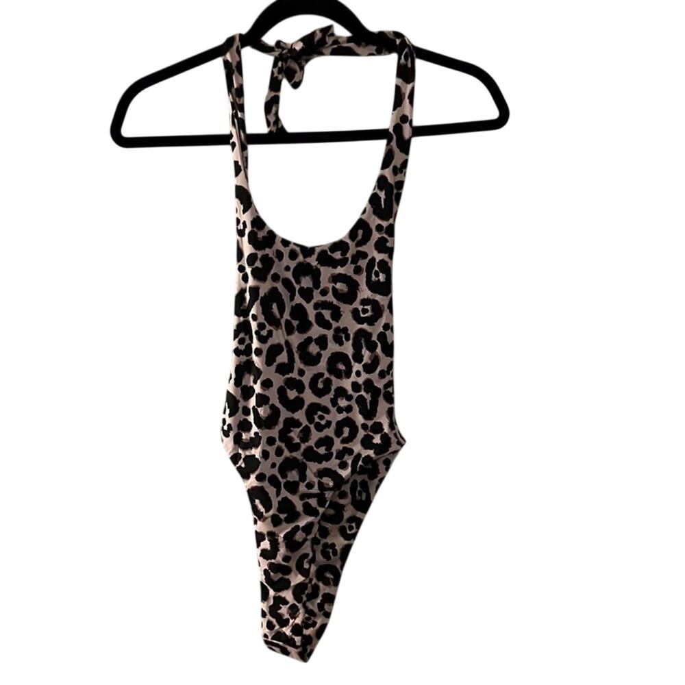 PrettyLittleThing Leopard Print High Leg One Piece Swimsuit Size 2 - Picture 5 of 8